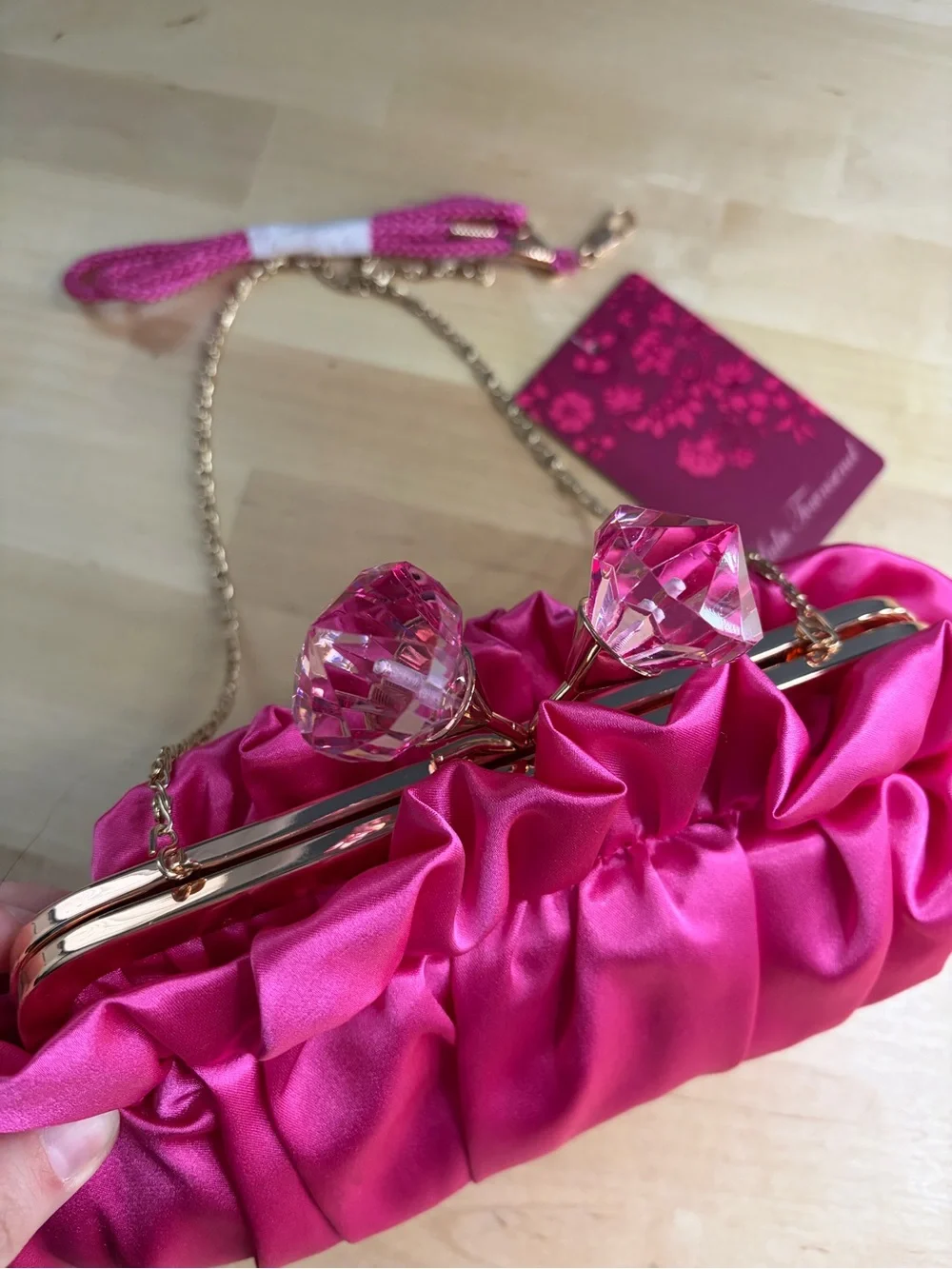 NWT Lulu Townsend Hot Pink Satin Clutch